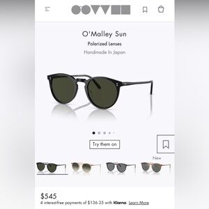 Oliver Peoples O’Malley sunglasses black and polarized lenses